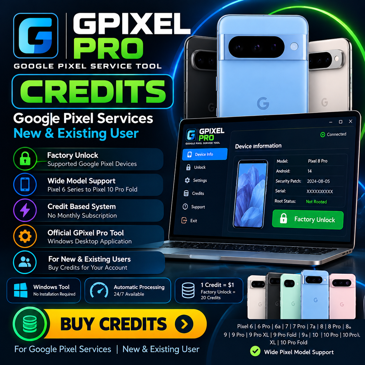 GPixel Pro Credits — Google Pixel Services — New & Existing User