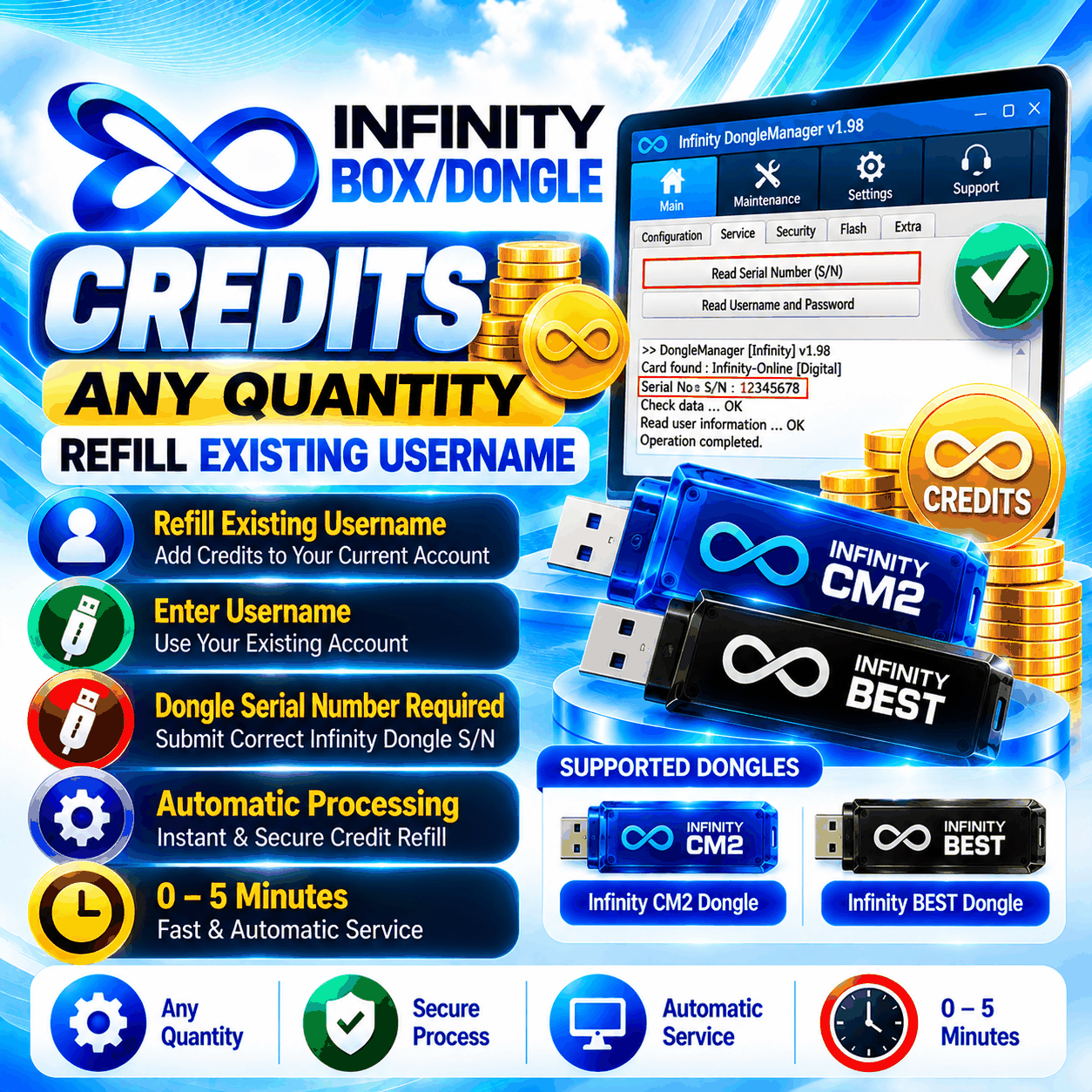 Infinity Box/Dongle Credits — Any Quantity (Refill Existing Username)