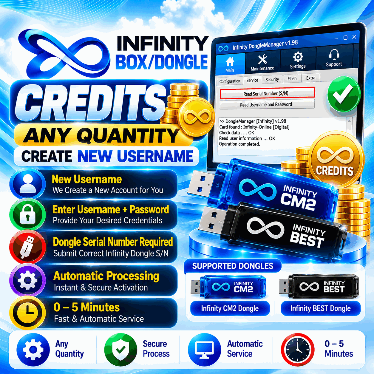 Infinity Box/Dongle Credits — Any Quantity (Create New Username)