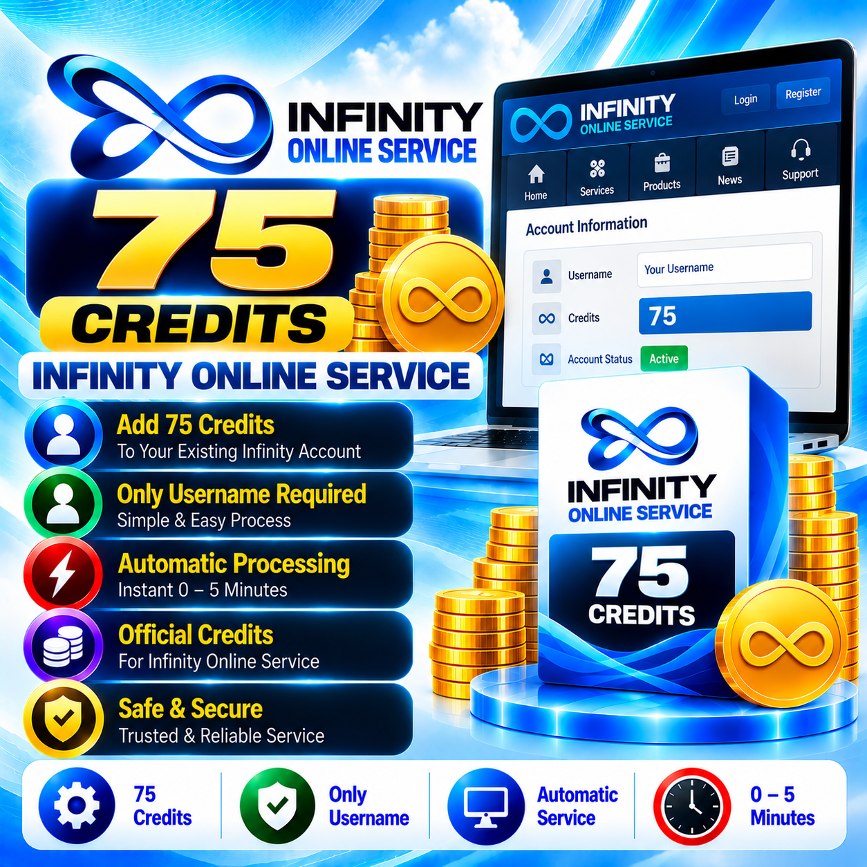 Infinity Online Service — 75 Credits