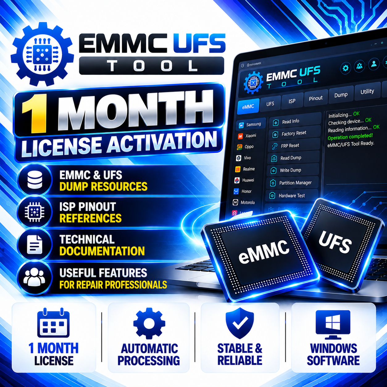EMMC & UFS Tool — 1 Month License Activation