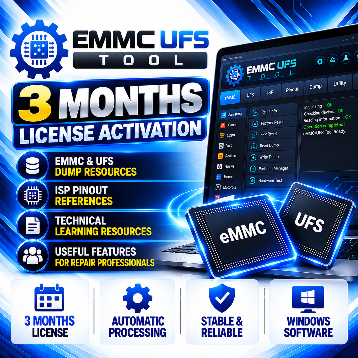 EMMC & UFS Tool — 3 Months License Activation