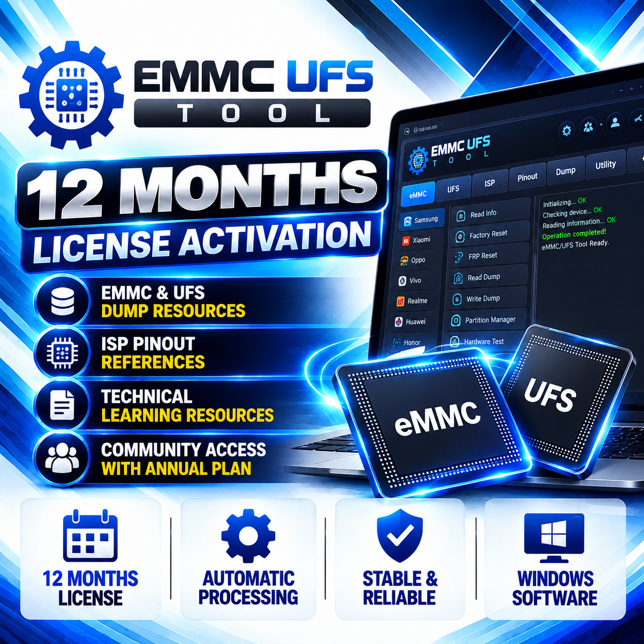 EMMC & UFS Tool — 12 Months License Activation
