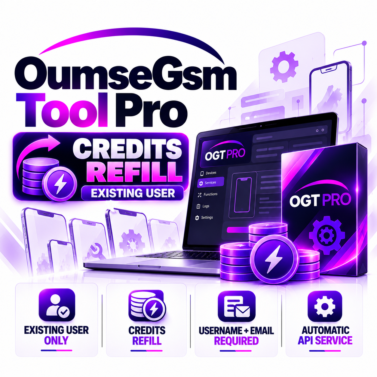 OumseGsm Tool Pro (OGT PRO) – Credits Refill – Existing user