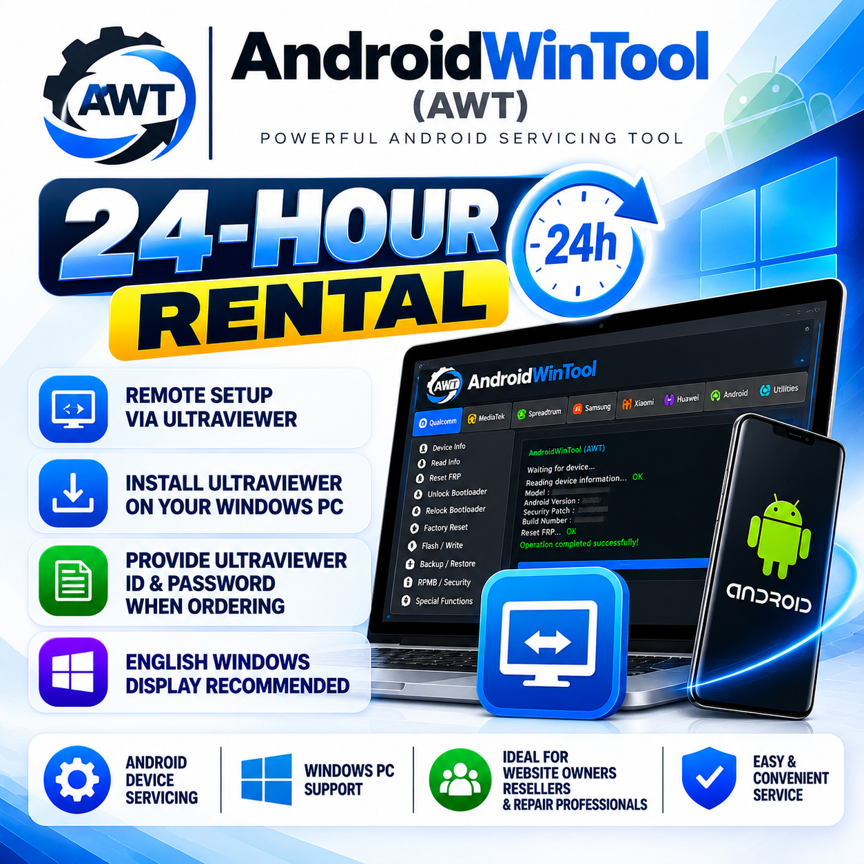 AndroidWinTool (AWT) Rental — 24 Hours