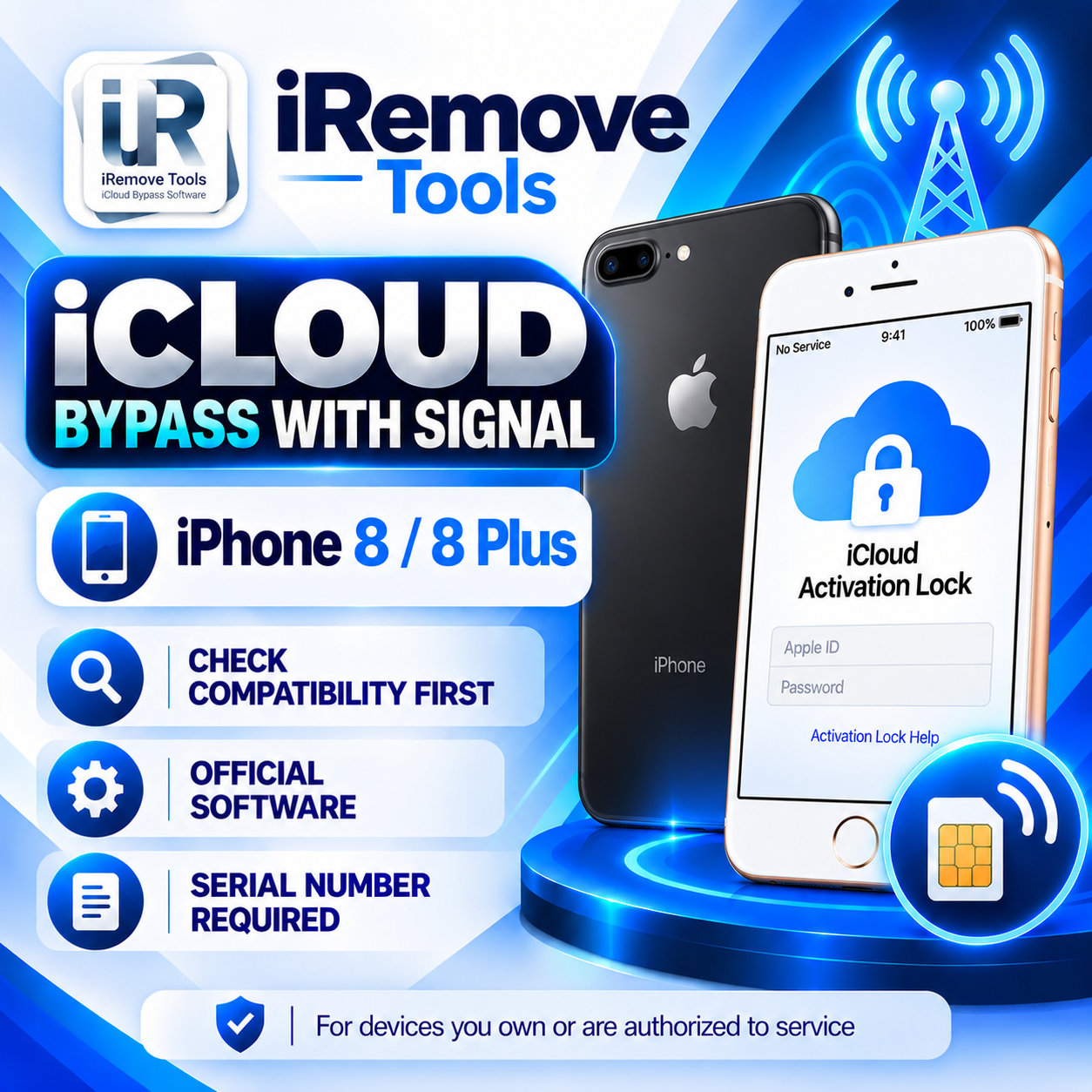 iRemove — Tools iCloud Bypass with Signal — iPhone 8 / 8 Plus