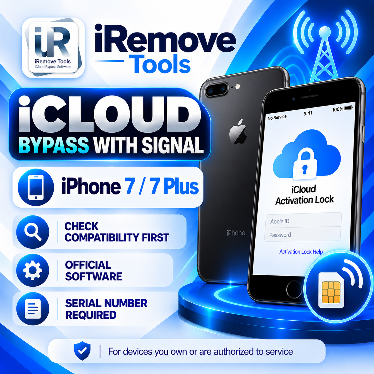 iRemove — Tools iCloud Bypass with Signal — iPhone 7 / 7 Plus