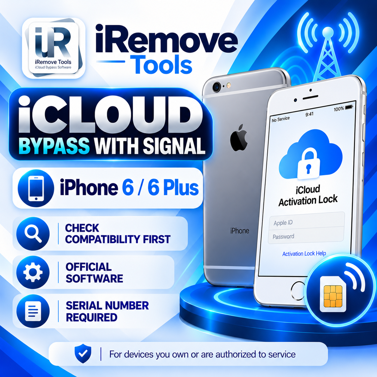 iRemove — Tools iCloud Bypass with Signal — iPhone 6 / 6 Plus