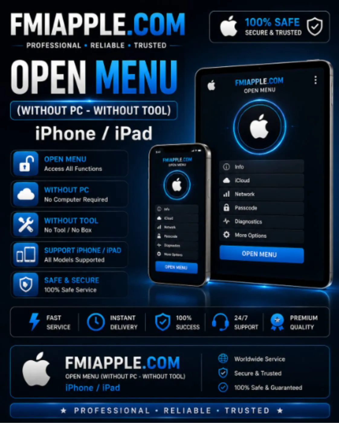 FMIAPPLE.COM Open Menu (Without PC - Without Tool) - iPhone / iPad