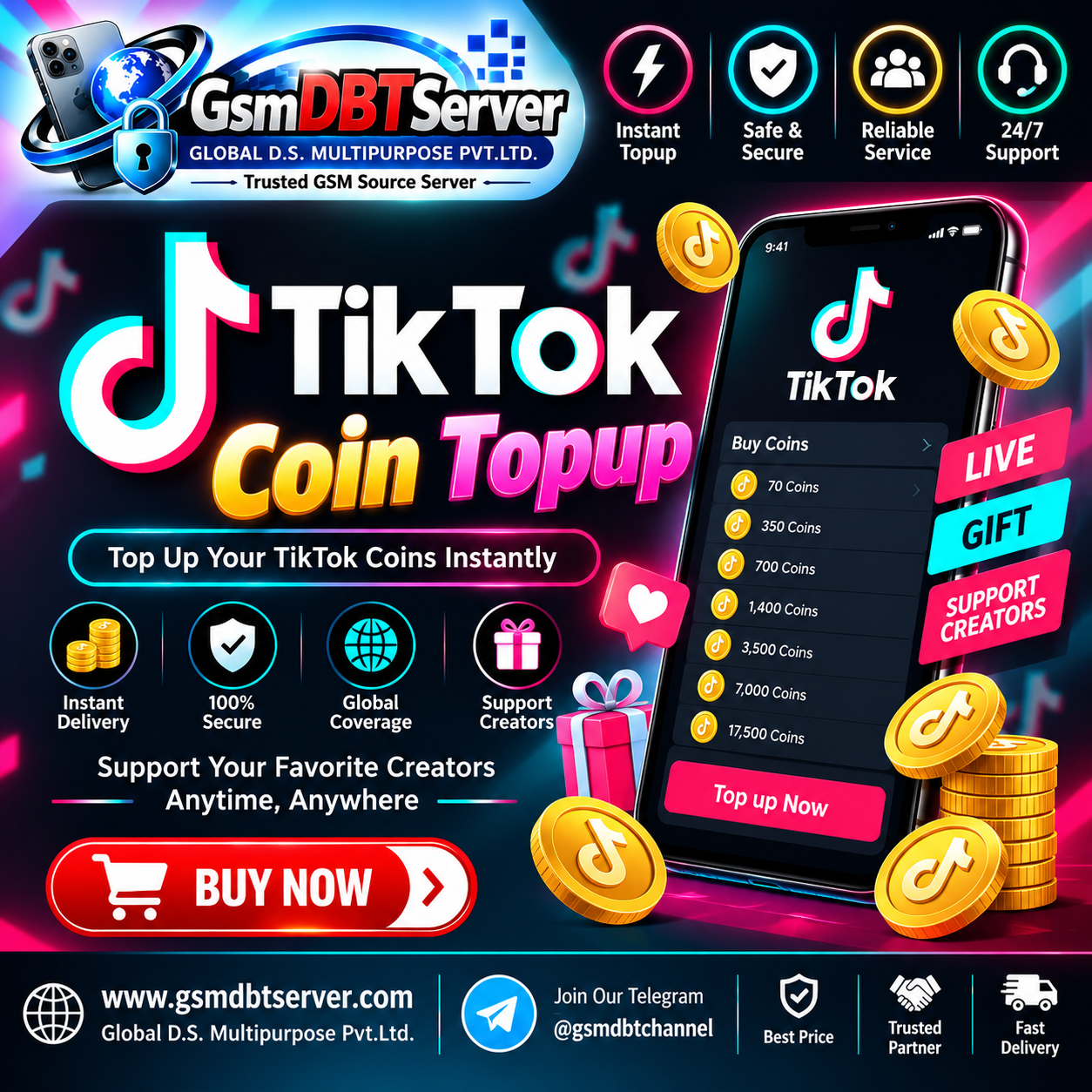TikTok Coin - 95 Coin ( Minimum 5 Qnty )