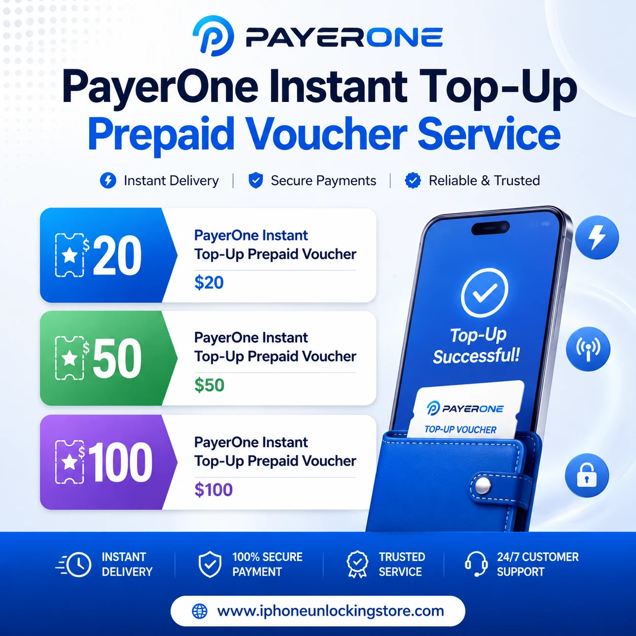 PayerOne Instant Top-Up Prepaid Voucher – $100