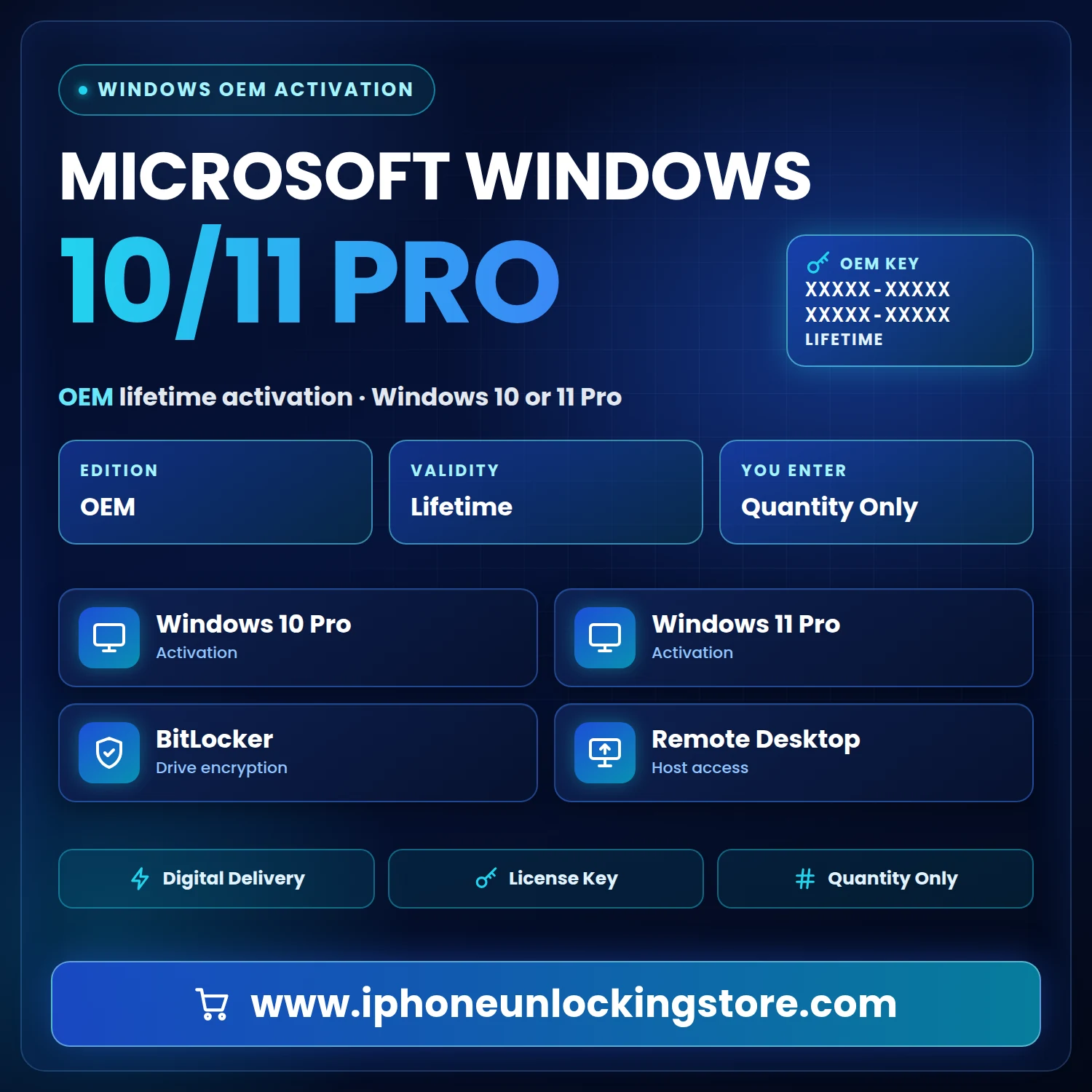 Microsoft Windows 10/11 Pro OEM Lifetime Activation
