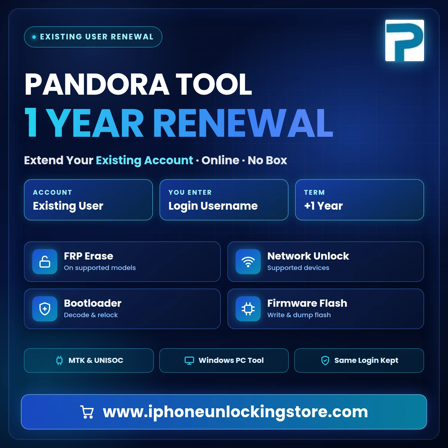 Pandora Tool 1 Year Renewal – Existing User (Online)