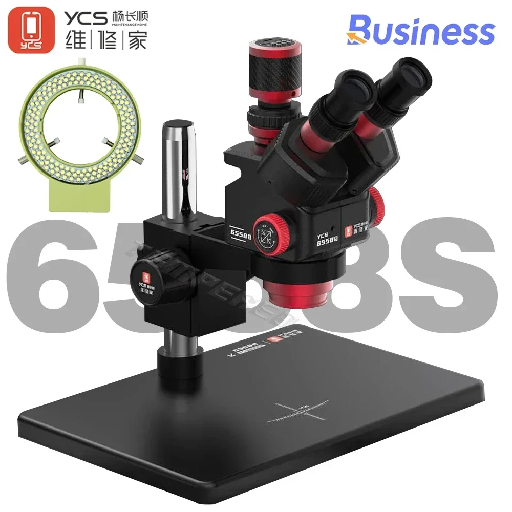 YCS 6558S Trinocular Microscope 6.5X–58X with Base