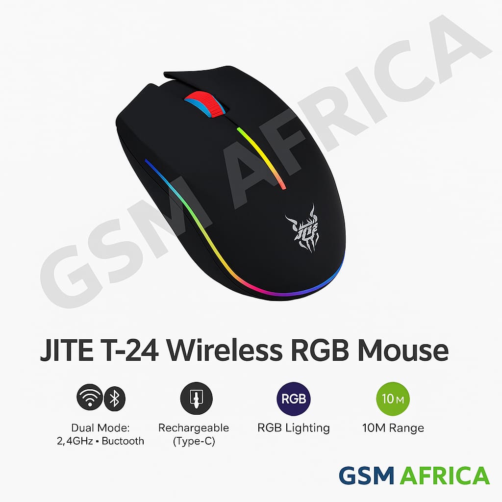 JITE T-24 Wireless RGB Mouse – Dual Mode & Rechargeable