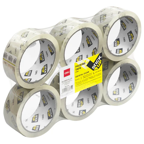 Deli E37662 Low Noise Packing Tape 48mm×66m×48um 6 Rolls- Clear