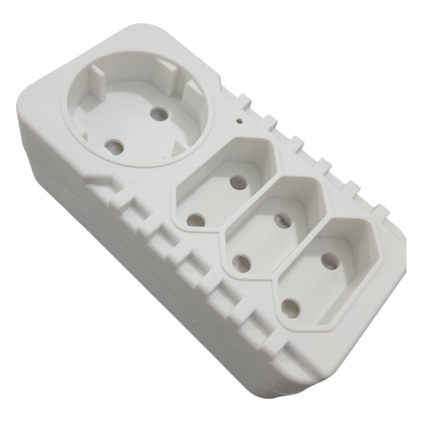 Redisson Multi-Plug Adaptor 3 x Euro + Round Socket, White