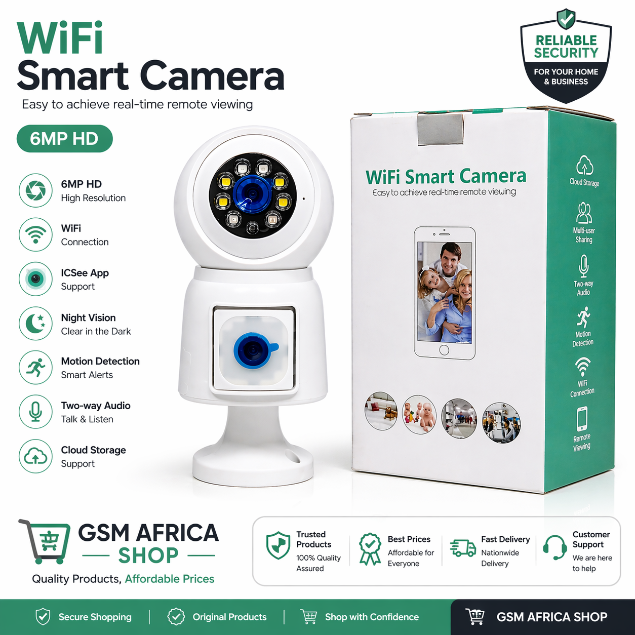 6MP WiFi Smart Camera – ICSee App Remote Viewing (SY-A306)