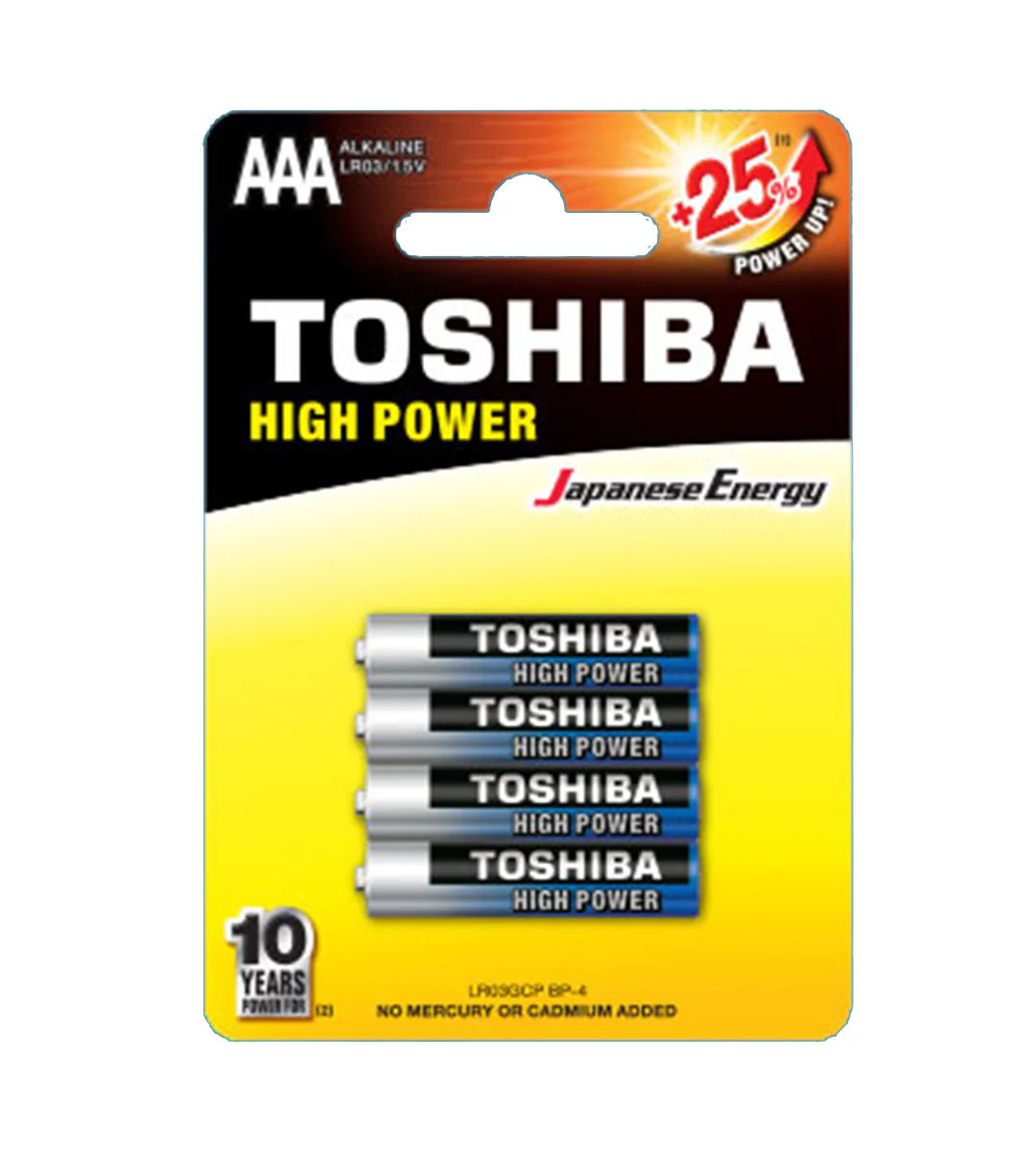 Toshiba High Power AAA Alkaline Batteries 1.5V (4-Pack)