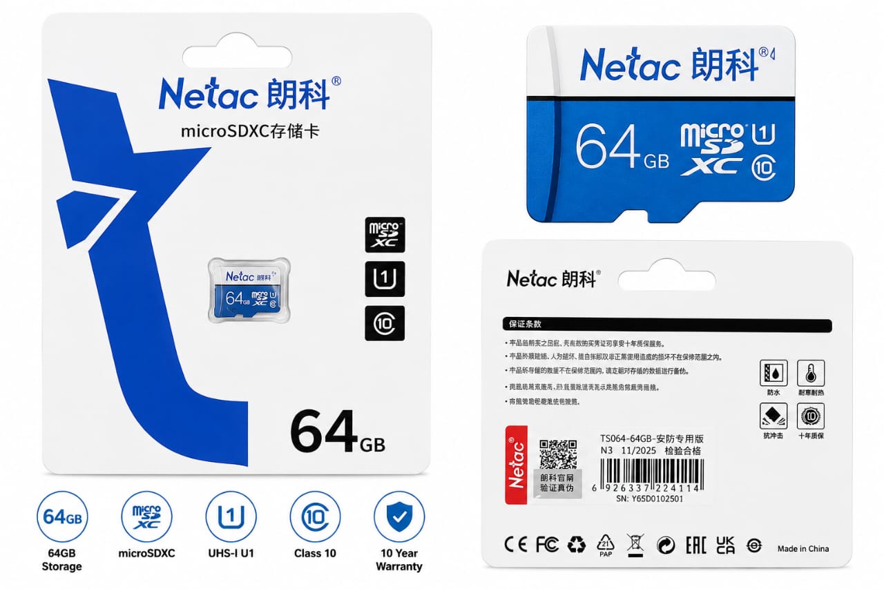 Netac 64GB microSDXC UHS-I U1 Class 10 Memory Card