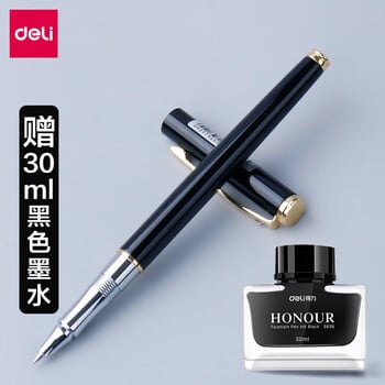 Deli S681 Fountain Pen + 30ml Black Ink Set