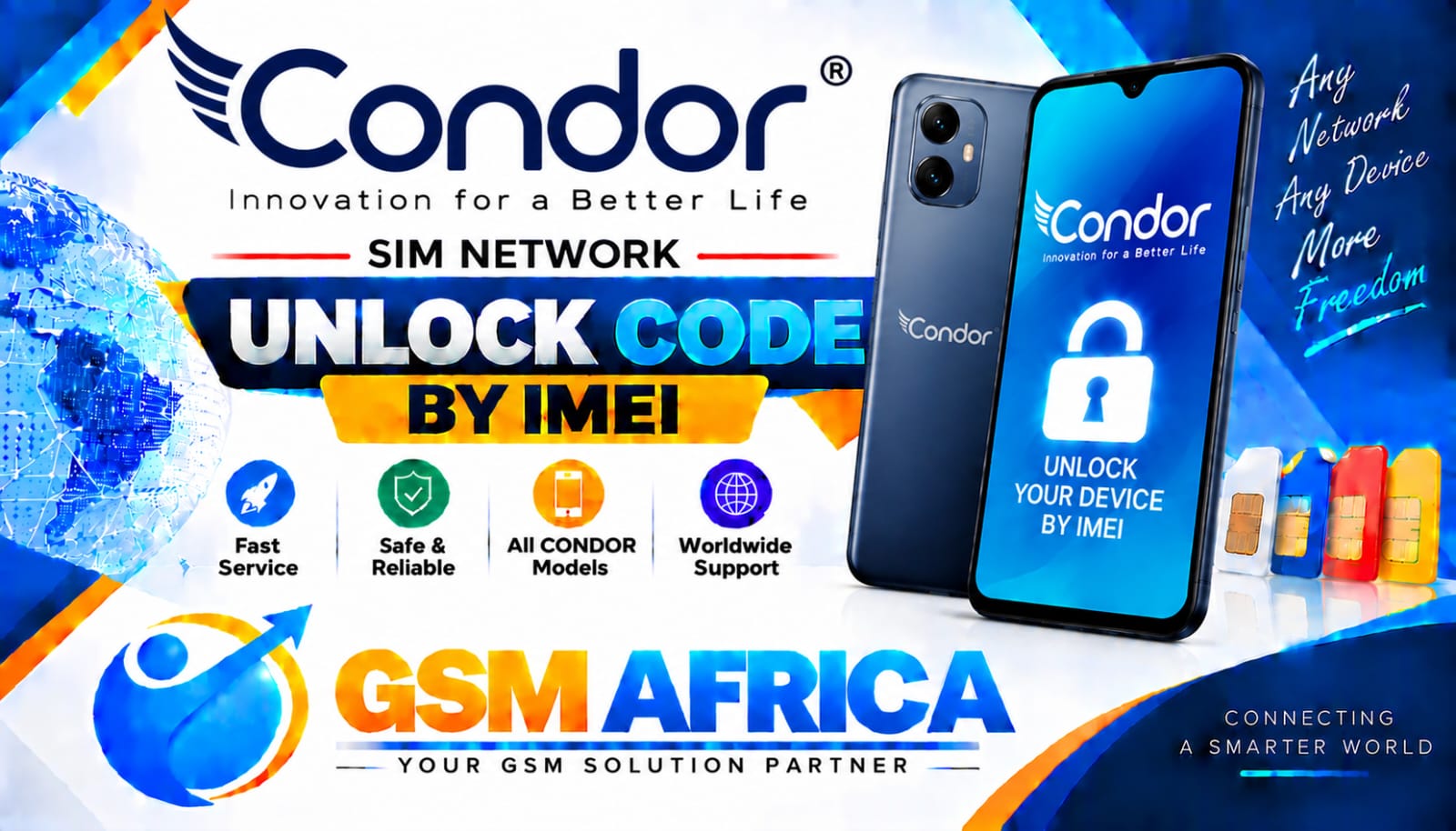 CONDOR SIM NETWORK UNLOCK CODE BY IMEI