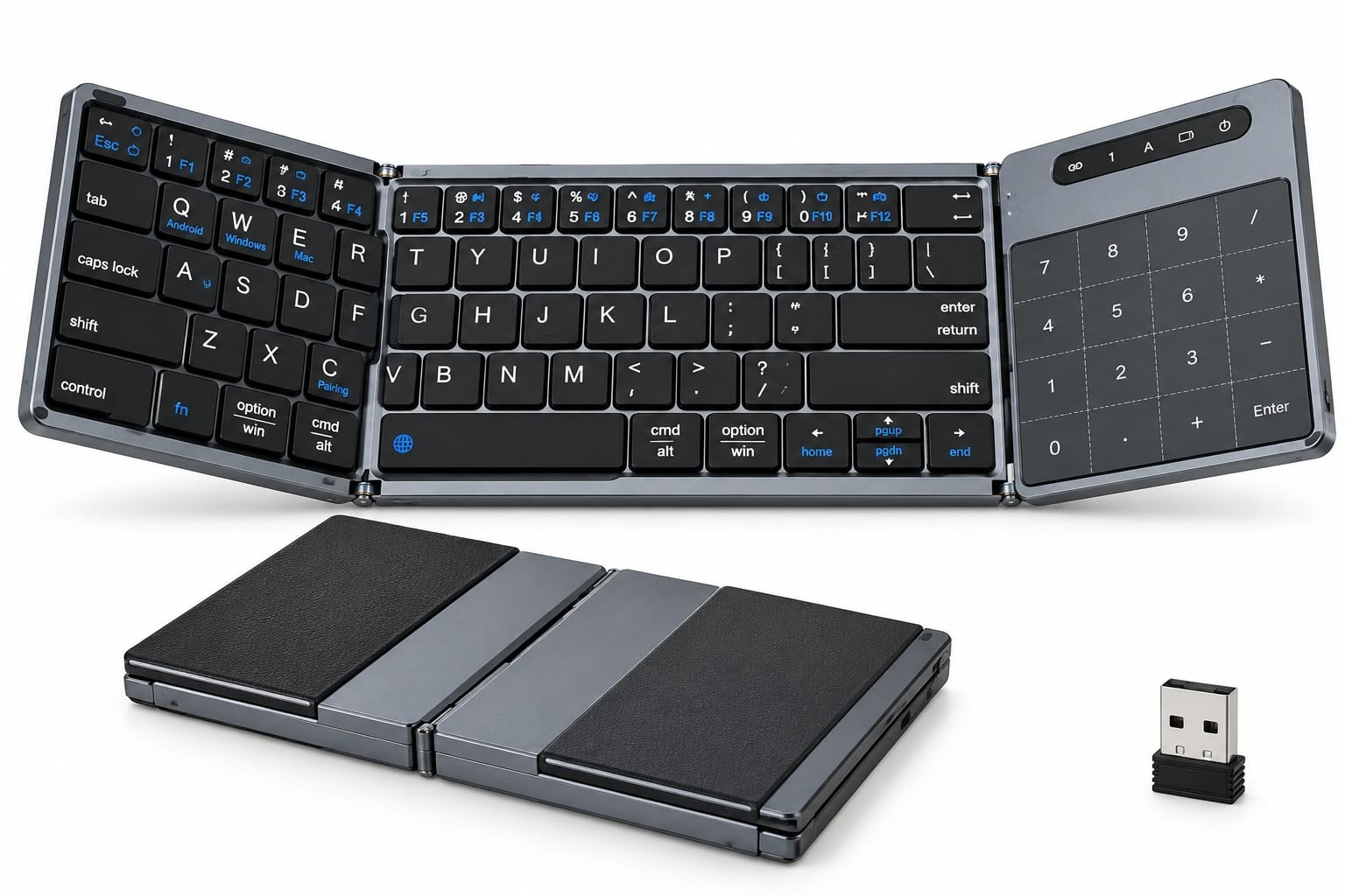 Wireless Foldable Keyboard with Touchpad & Numeric Keypad