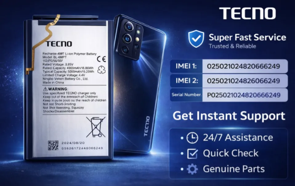 Tecno | Infinix | Itel | IMEI & Serial Number Extraction [From Battery Photo]
