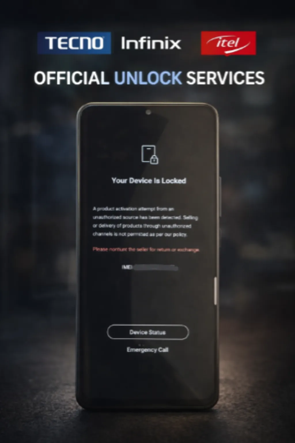 Tecno | Infinix MDM Unlock [IMEI + Lock Screen Photo]