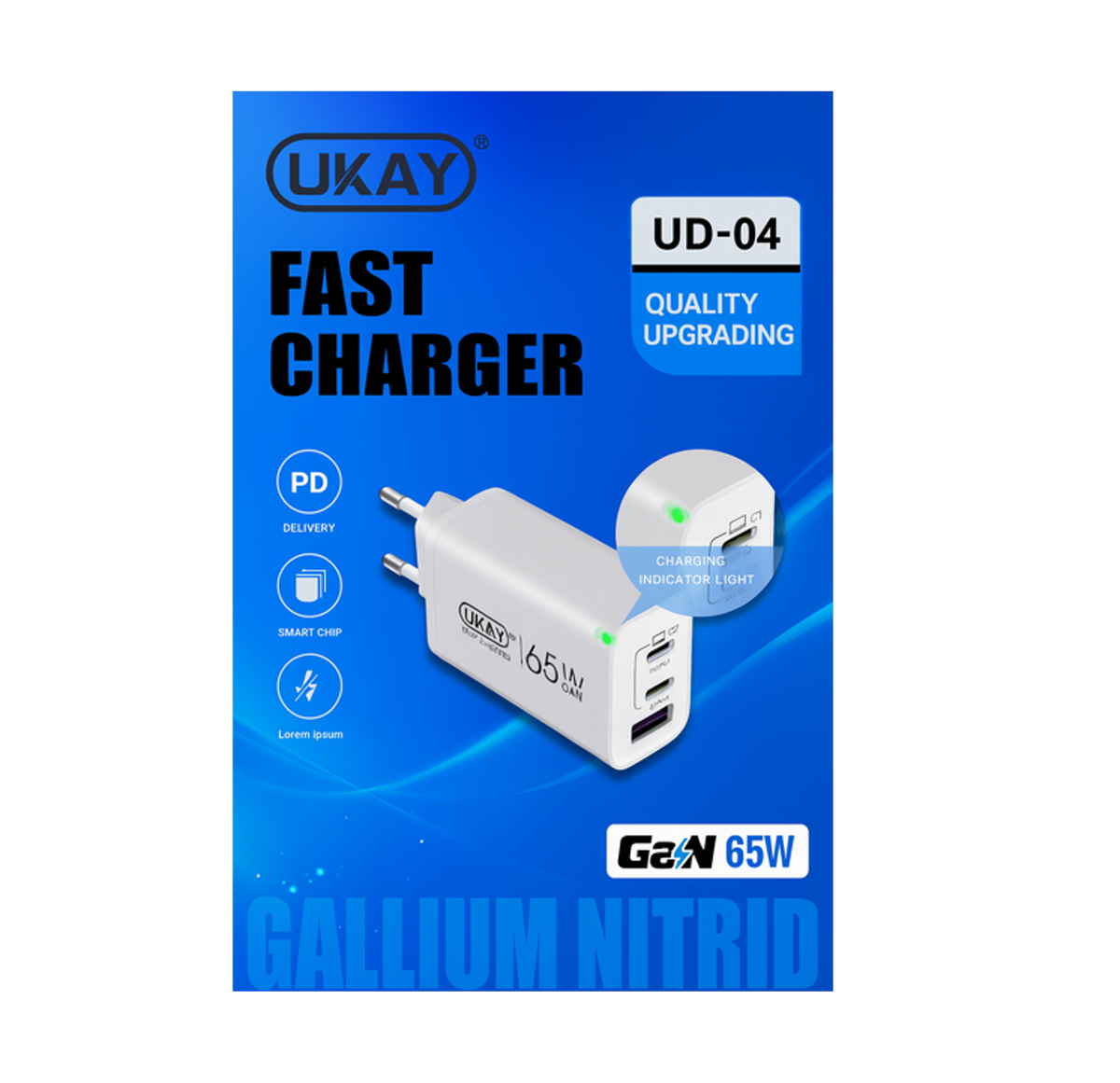 UKAY 65W Gallium Nitride (GaN) Fast Charger - Safe & Efficient UKAY