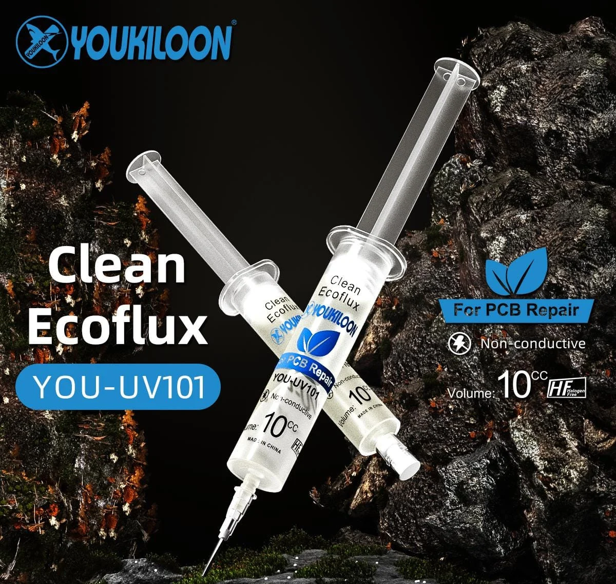 YOUKILOON YOU-UV101 Clean Eco Flux for PCB Repair (10cc)