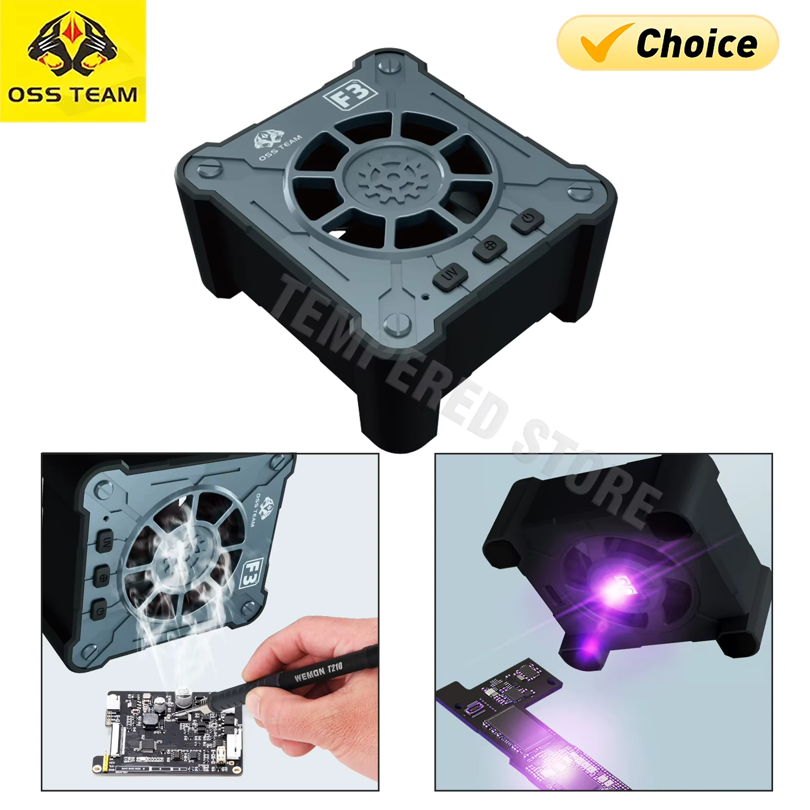 OSS TEAM F3 High Speed Cooling Fan with UV Light