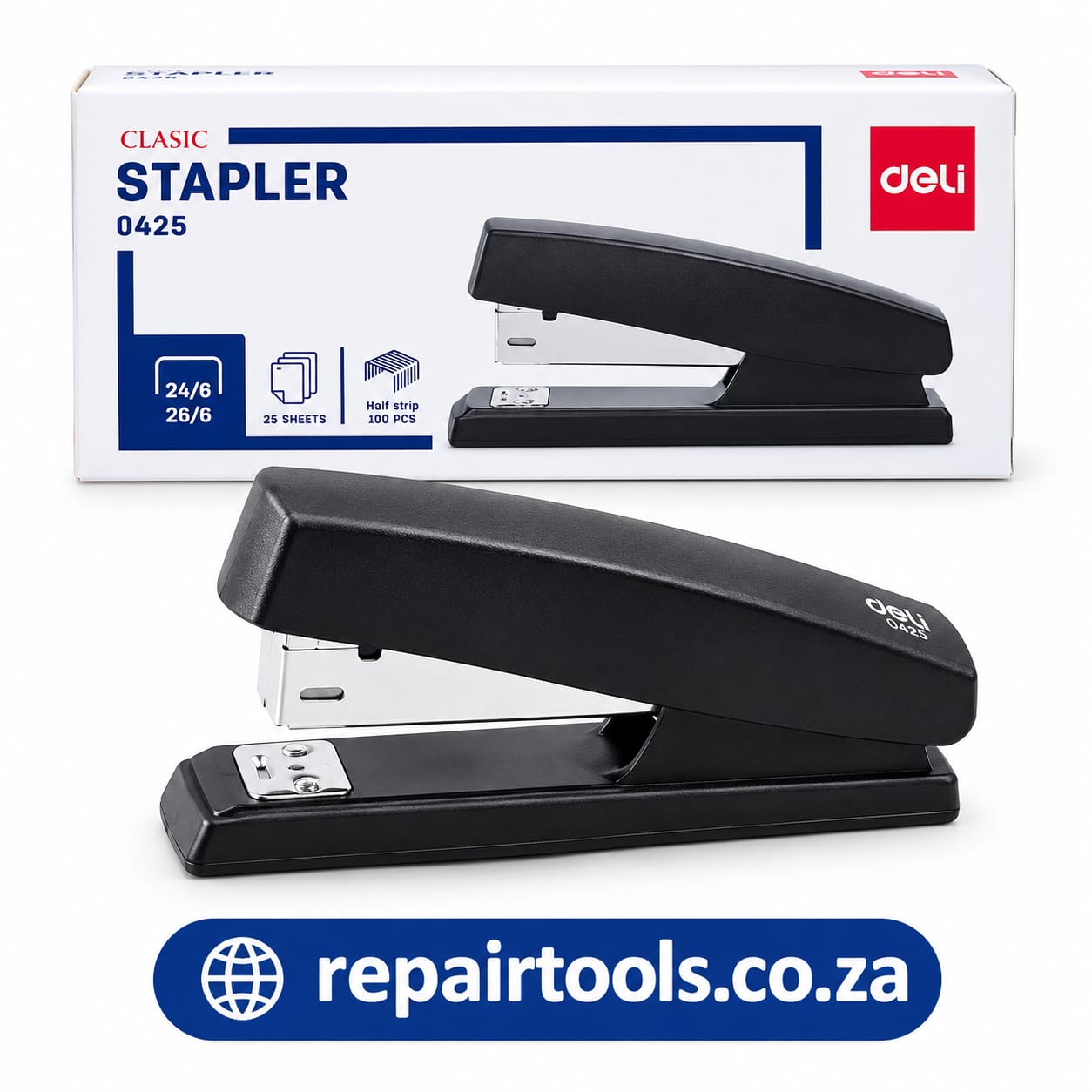 Deli Classic Stapler 0425 – Black