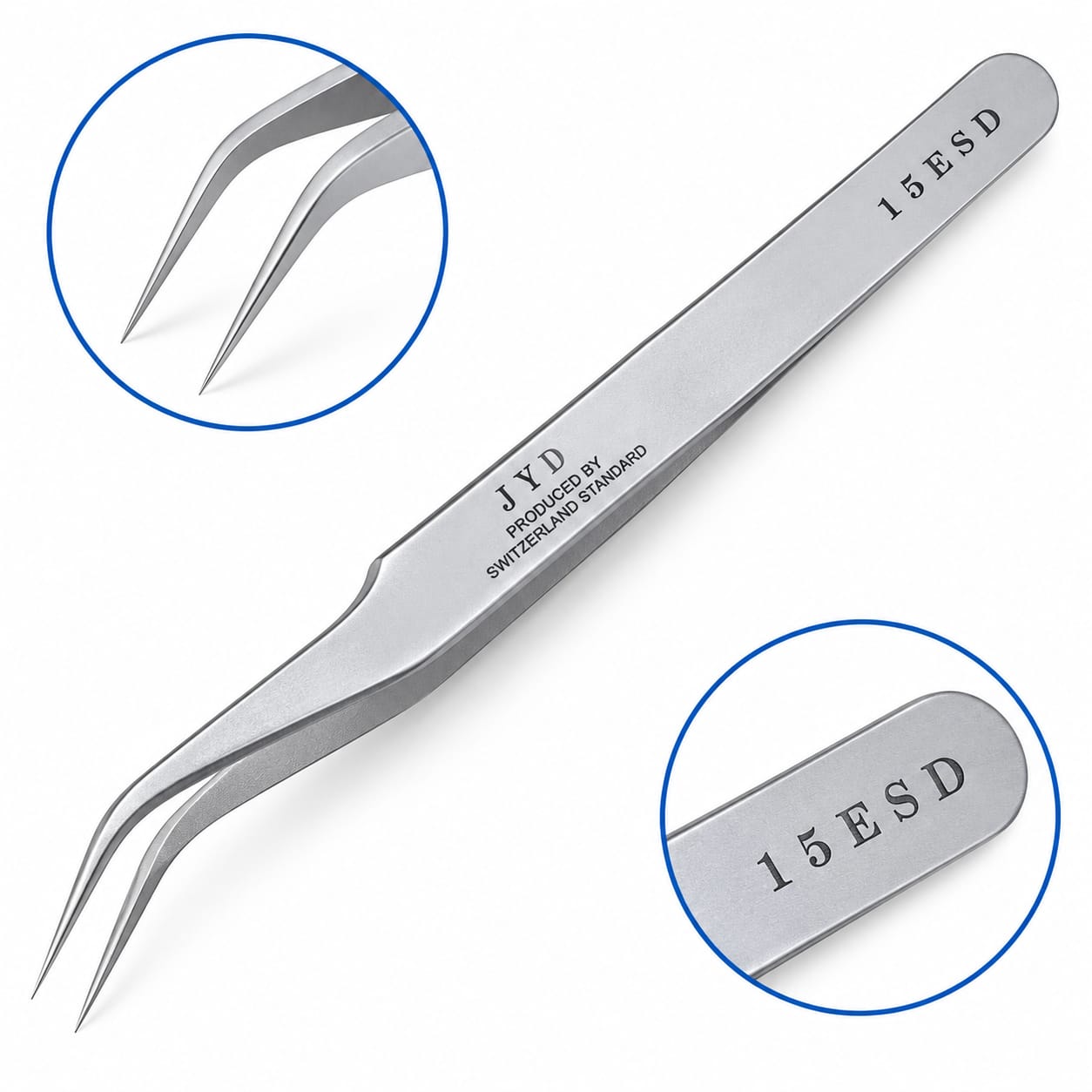 JYD 15ESD Precision Curved Tip ESD Tweezers