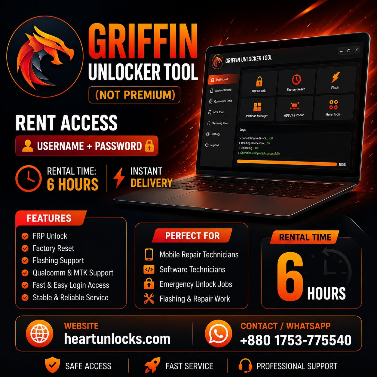 Griffin-Unlocker-Tool (Premium Account) Tool RENT [ 5 Hours ]