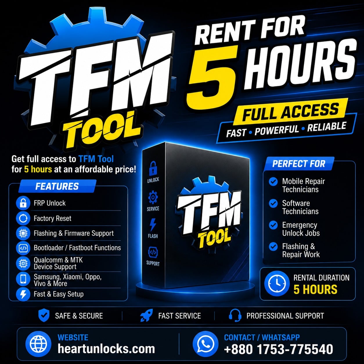 Rent For TFM Tool 5 Hours