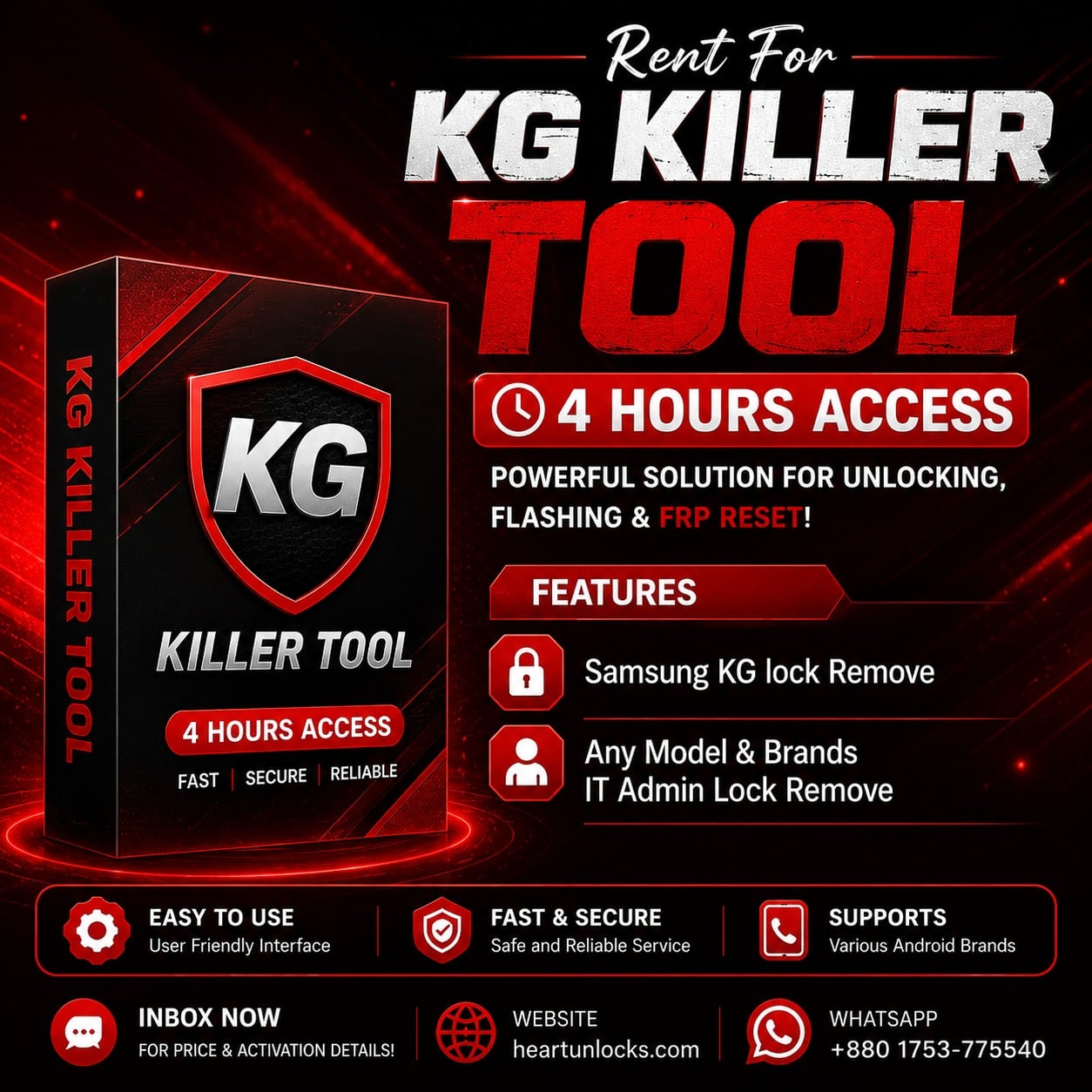 Rent For KG Killer Tool 4 Hours 2 Souce
