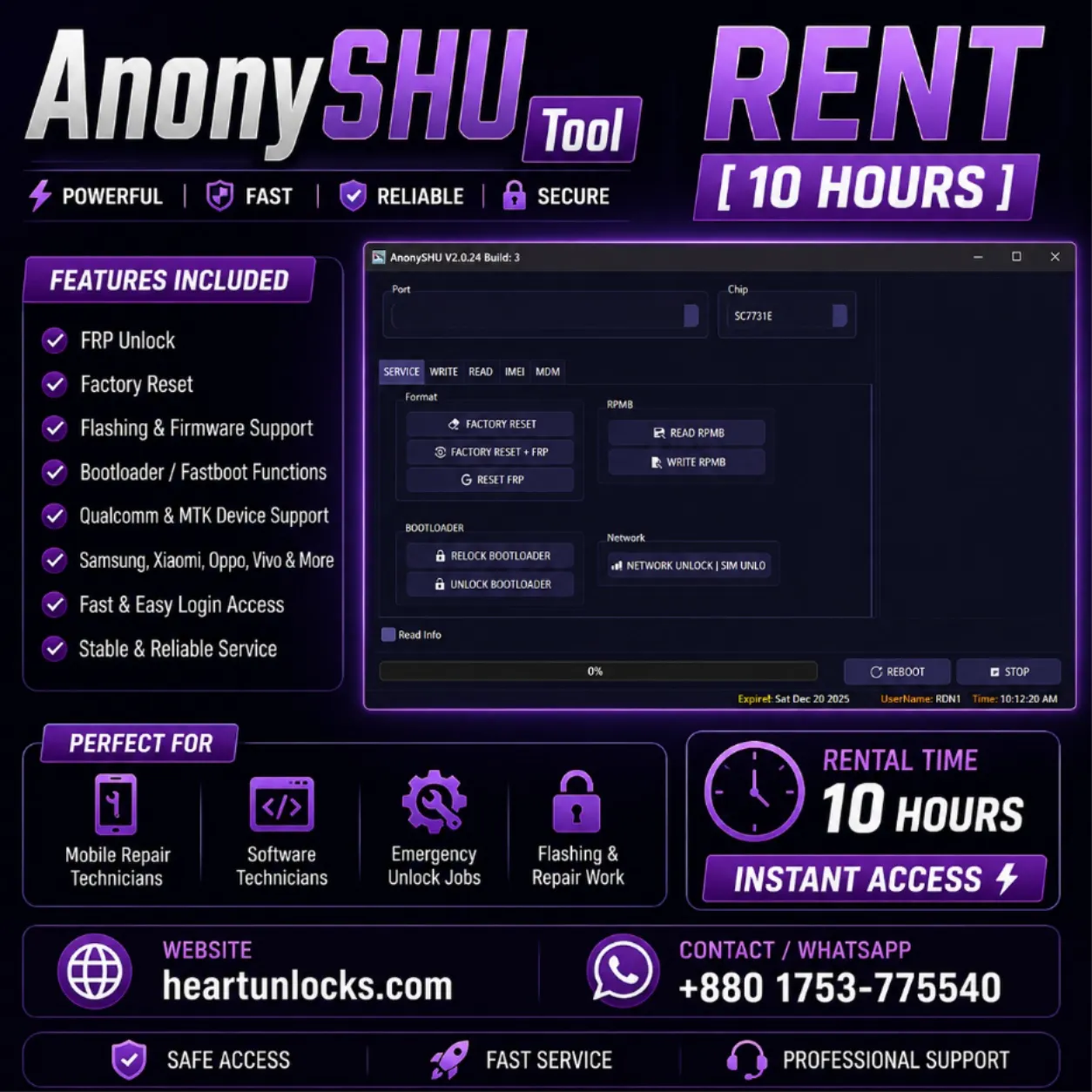 AnonySHU Tool RENT [ 10 hours ]