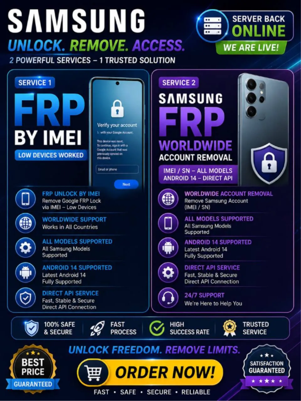 Samsung FRP Worldwide | IMEI Only | Android 17 only