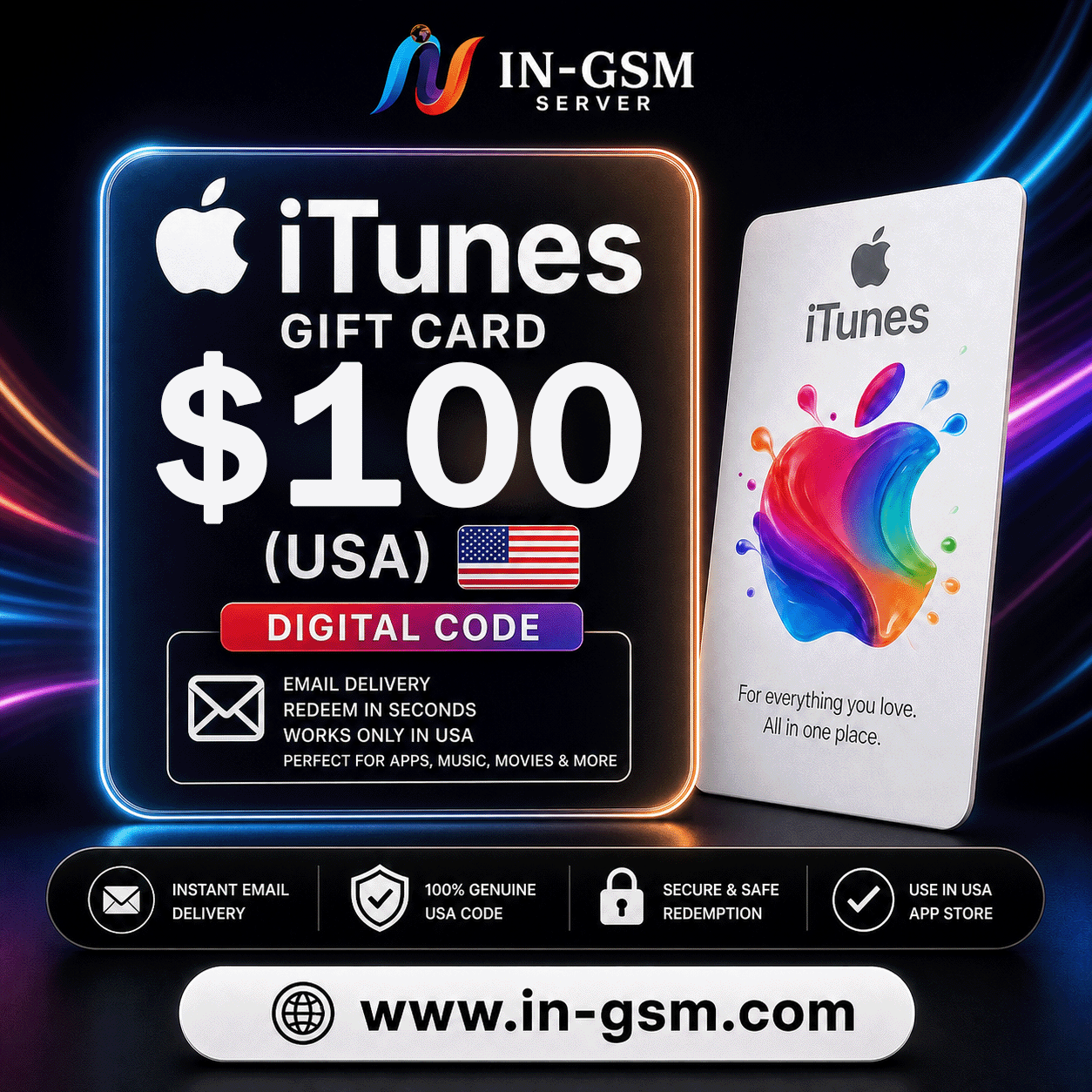 Apple iTunes Gift Card $100 (USA) - Digital Code
