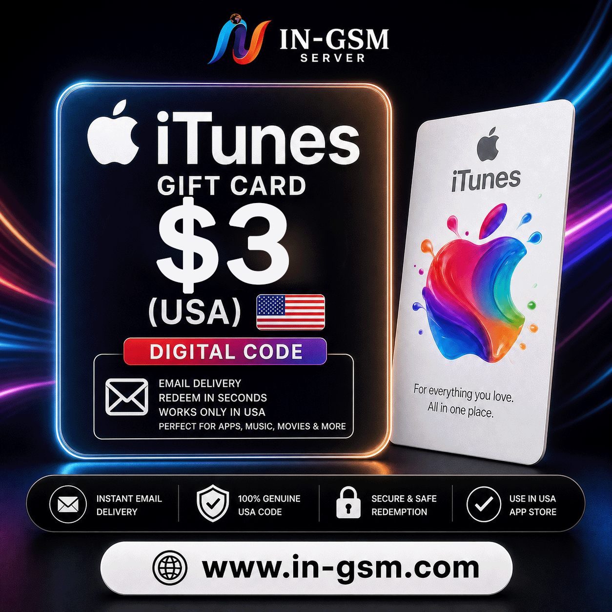 Apple iTunes Gift Card $3 (USA) - Digital Code