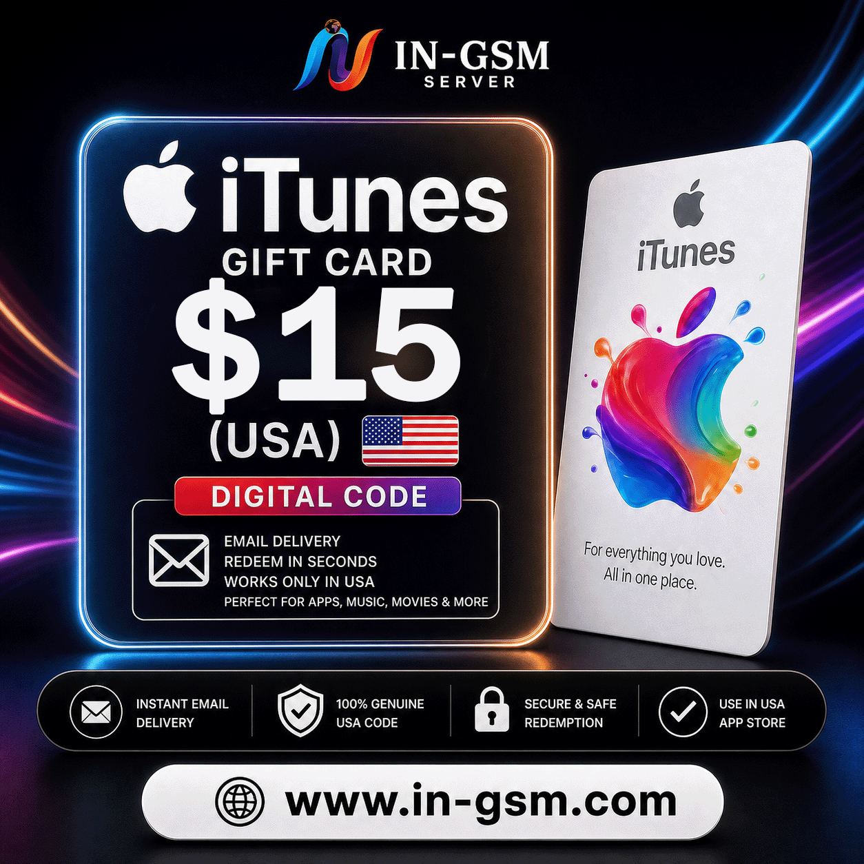 Apple iTunes Gift Card $15 (USA) - Digital Code