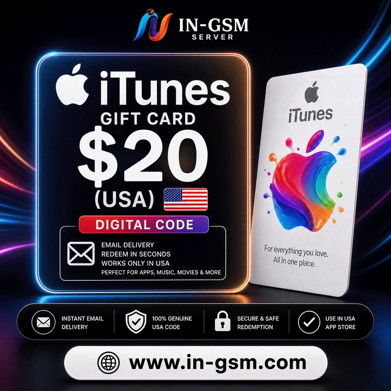 Apple iTunes Gift Card $20 (USA) - Digital Code