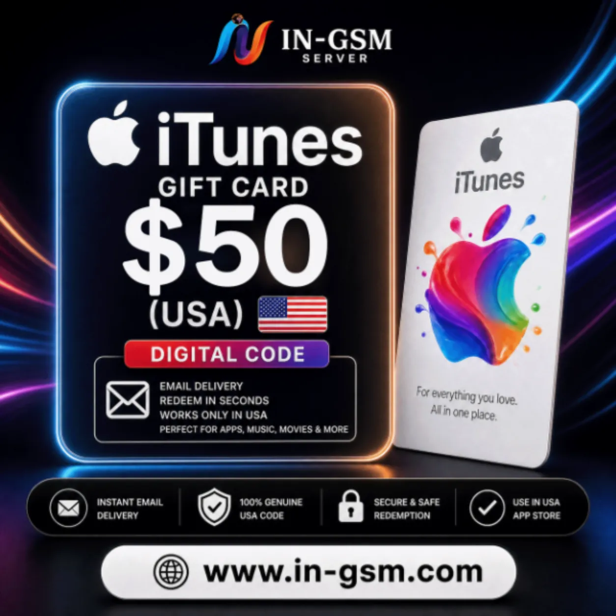 Apple iTunes Gift Card $50 (USA) - Digital Code