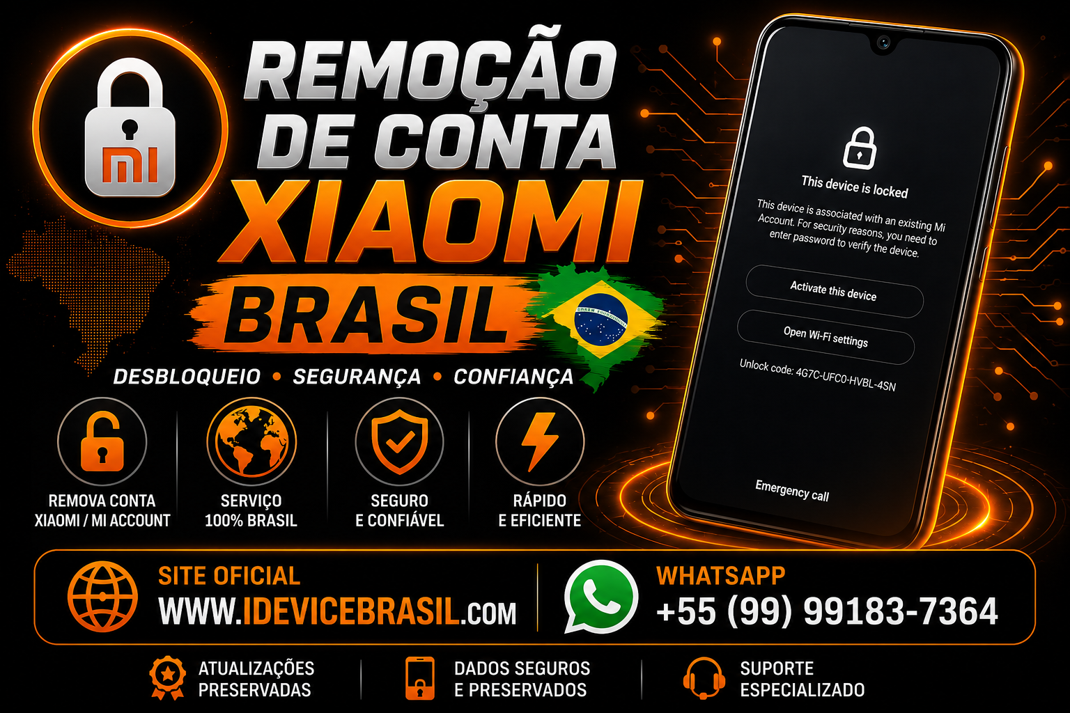 ✅ Xiaomi Mi Account Lock Remove (Brazil) Clean Only