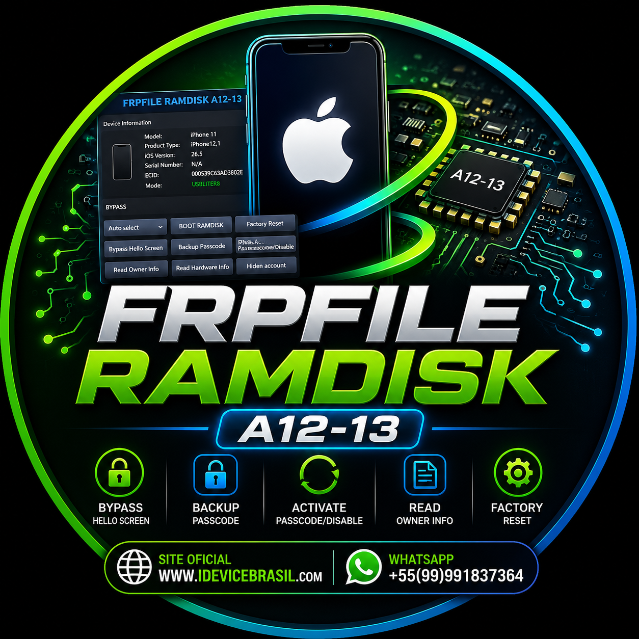 ✅ FRPFILE Ramdisk A12-A13 Bypass Hello Screen (NO SIGNAL